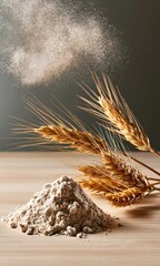 Obraz premium Wheat grain and flour explosion close up