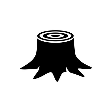 Cut tree stump deforestation icon