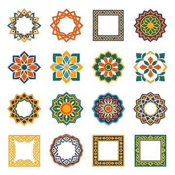Islamic Geometric Frame Set Moroccan Mandala Ornament Design Elements