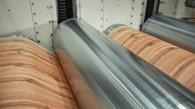 Applying Protective Layer Thoroughly. Reflective Stainless Steel Rollers Ensure Uniform Decorating Surface