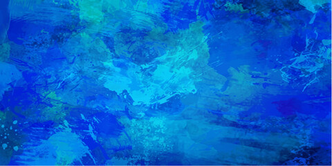Fototapeta premium An abstract watercolor painting in shades of deep blue and turquoise creates a moody and artistic backdrop, evoking the depths of the ocean or a stormy sky.