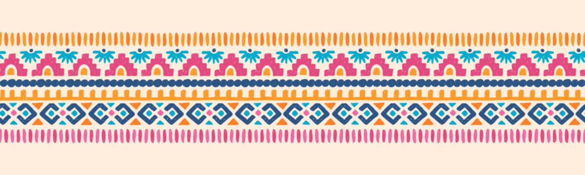Hand drawn  abstract seamless pattern, inspired by ethnic designs, aztec style - great for textiles, banners, wallpapers, wrapping - vector design