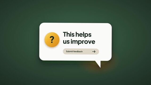 Animated feedback icons on dark green background