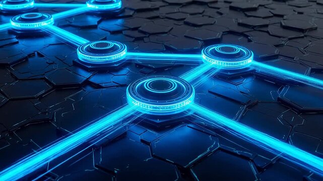 Futuristic circuit design with glowing nodes