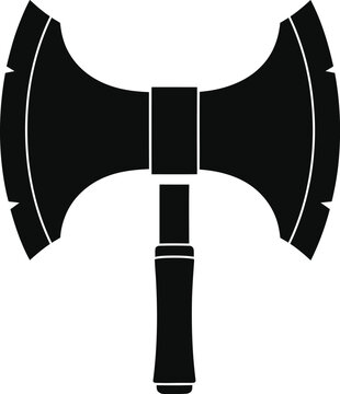 Silhouette vector double sided axe weapon icon isolated black design