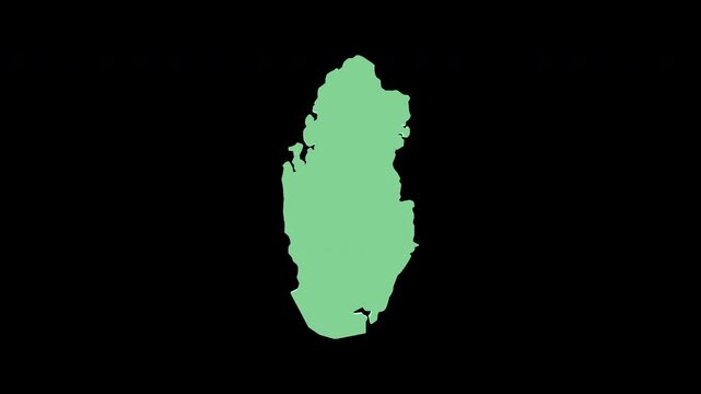 Qatar green 3D map spin perfect 10 second loop black background