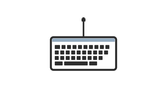 Simple Flat Design Keyboard Icon With Cable.