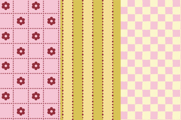 Naklejka premium Vector seamless pattern in vintage heirloom cottage garden style, vintage classic modern trendy backgrounds and textile surface designs for stationery, fabrics, digital scrapbook