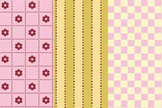 Vector seamless pattern in vintage heirloom cottage garden style, vintage classic modern trendy backgrounds and textile surface designs for stationery, fabrics, digital scrapbook