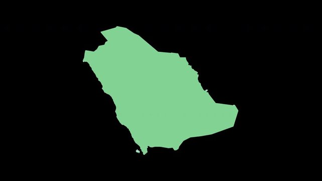 Saudi Arabia green 3D map spin perfect 10 second loop black background