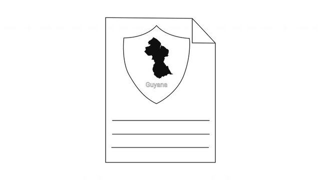 Guyana Coat of Arms Document Icon Outline Vector Graphic.