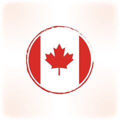 Obraz premium Canada Flag Circle Icons, Round Canadian Flag Badge Vector Illustration.