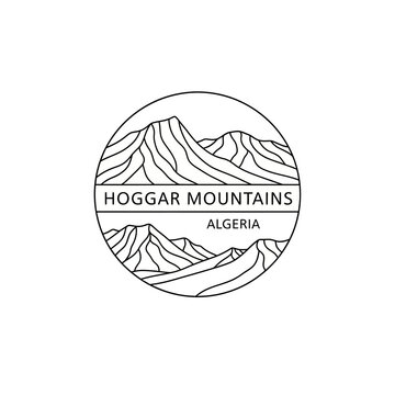 Hoggar Mountains Algeria Logo Emblem Line Art Circle