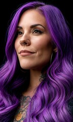 Naklejka premium Bold beauty with colorful hair and striking gaze