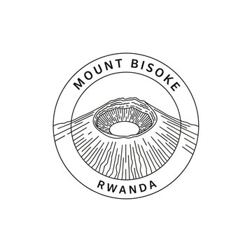 Mount Bisoke Rwanda Volcano Outline Circle Emblem Logo