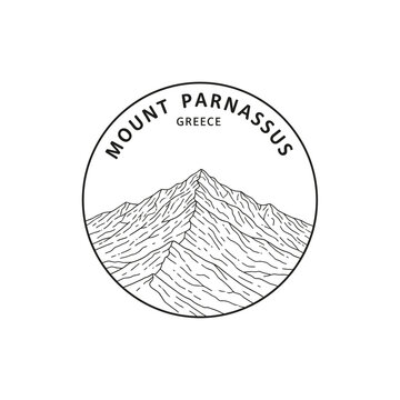 Mount Parnassus Greece Landmark Circle Logo Graphic Art