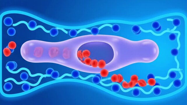 Microscopic view of cell membrane transport and cellular processes.