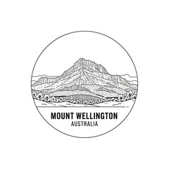 Naklejka premium Mount Wellington Australia Landmark Line Art Circle Emblem