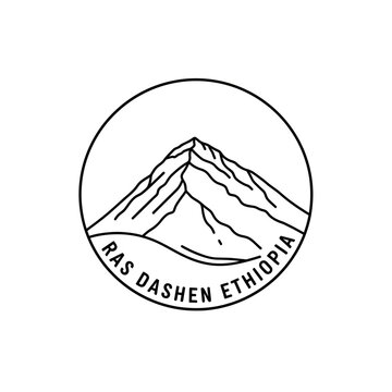 Ras Dashen Ethiopia Mountain Logo Icon - Minimalist Outline Design