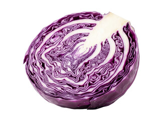 Fototapeta premium Vibrant red cabbage slice showcasing intricate layers and textures