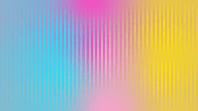 Abstract neon background with moving vertical lines and vibrant gradient shades of yellow pink magenta purple and cyan blue in a modern festive digital style