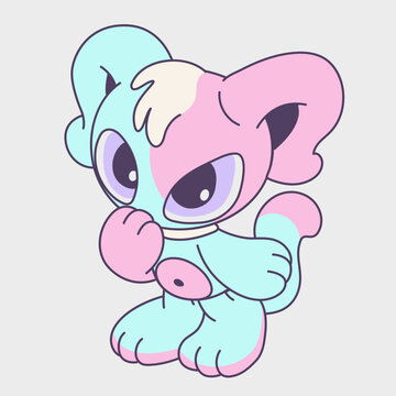 Shy cartoon animal. Funny character. Cartoon character design.