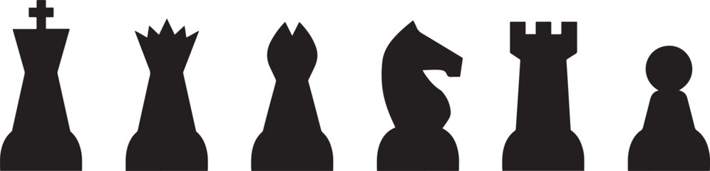 Stick figure or pictogram chess sets are a minimalist and modern take on the classic game of chess. black icon solid vector © mst