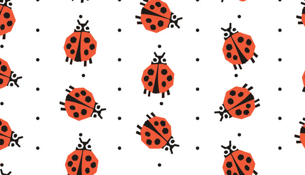 Ladybug pattern cute red insect vector design elements