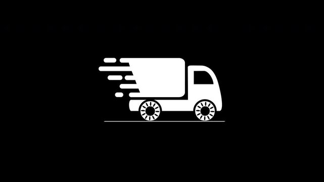 Fast Shipping Express Delivery And Logistics Truck Loop Animation Transparent Background Alpha Channel