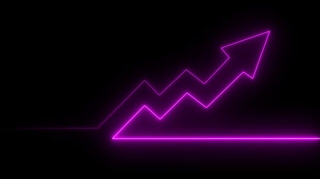 Abstract glowing neon business graph growth arrow up arrow. graph neon share market appropriate business growth arrow concept. Market Recovery Concept. Successful growth trend 4k animation.