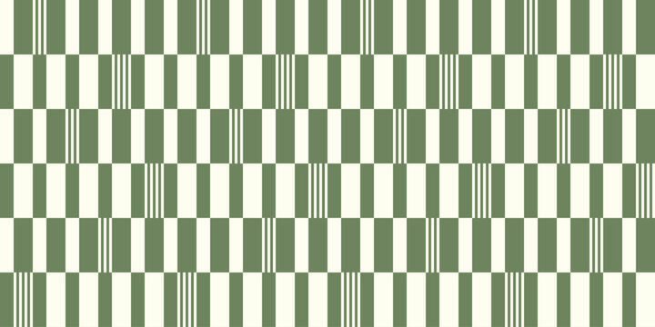 Muted sage green stripe pattern with rhythmic linear accents forms seamless retro textile background, balancing geometric structure and vintage style for modern decor, fashion, and print