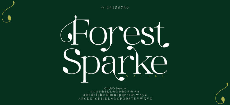 Forest Sparke Elegant Font. Luxurious Glamour Exclusive Regular Font. Uppercase Lowercase and Number. Minimal Fashion Design
