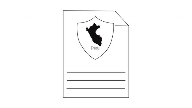 Peru Official Document with National Emblem and Lines for Text.