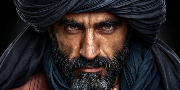 Powerful gaze reflects resilience tradition and inner depth