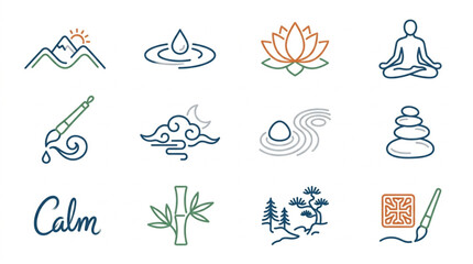 Obraz premium Zen Meditation Nature and Art Icons Collection.