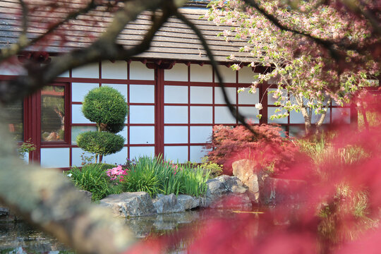 hall in a japanese garden in nantes in france 