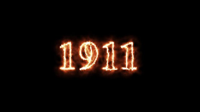 Animated glowing number 1911 with realistic fire and flame effects on a dark background. Perfect for countdowns, year transitions, presentations, and motion graphics projects.
