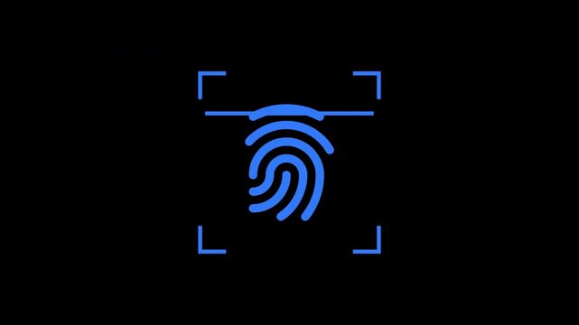 Fingerprint Id Security Scan Bar Seamless Loop Blue Animation Transparent Background Alpha Channel