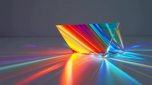 Digital technology refracted light over white wall and white table background