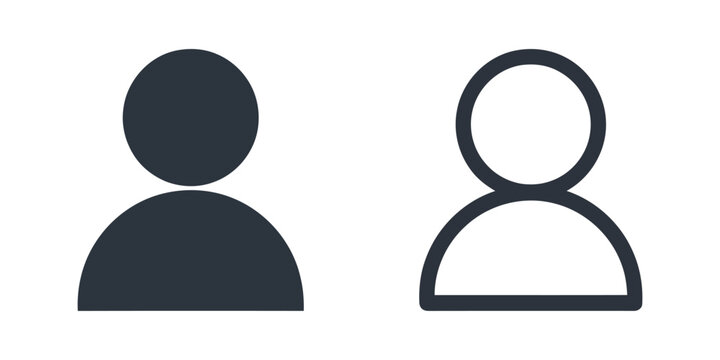User profile icon in solid and outline style vector set. Modern web symbol illustration.