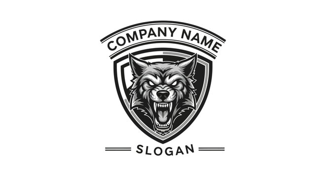 Ferocious Wolf Head Logo Design in Shield