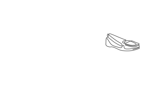 Animated self drawing of continuous line draw of  Shoe Styles. Full length one line animation. 4K  
