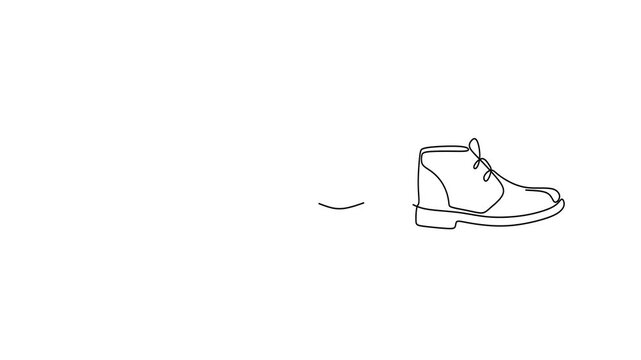 Animated self drawing of continuous line draw of  Army Chelsea and Desert Boots Line Art Illustration.   Full length one line animation. 4K  