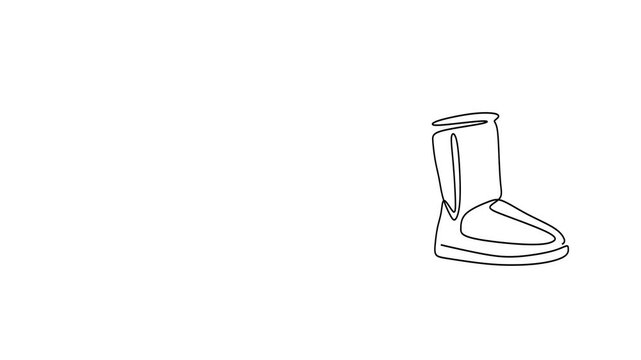 Animated self drawing of continuous line draw of Line Art Boot Collection Timberland, Cowboy, and Ugg Styles. Full length one line animation. 4K  