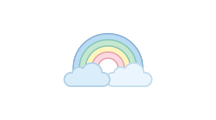 Fototapeta premium A colorful rainbow appears in the sky with clouds on a sunny day outside.