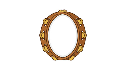 Obraz premium An ornate oval tambourine sits on a plain surface awaiting musicians.