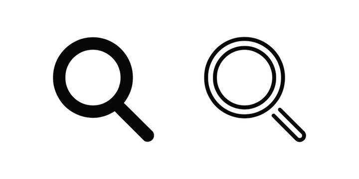 Magnifying glass search zoom icons for website interface UI and user experience navigation.