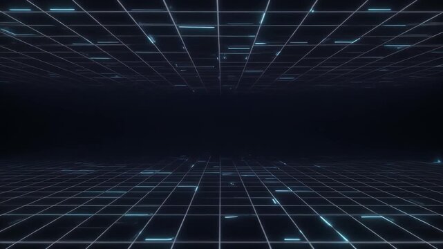 Abstract background animation grids digital matrix perspectives. Cyber abstract background animation spans blue square lines. Minimal abstract background animation loops dashboards.