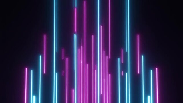 Neon lights vertical lines animation slides vertical tracks. Dual neon lights vertical lines animation aligns pink blue bars. Minimal neon lights vertical lines animation loops screens.