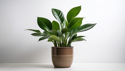 Fototapeta premium Houseplant Zamioculcas In A Pot On White Background